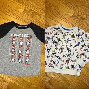 Dr. Seuss themed Gray tshirt and  Kids crewneck bundle
